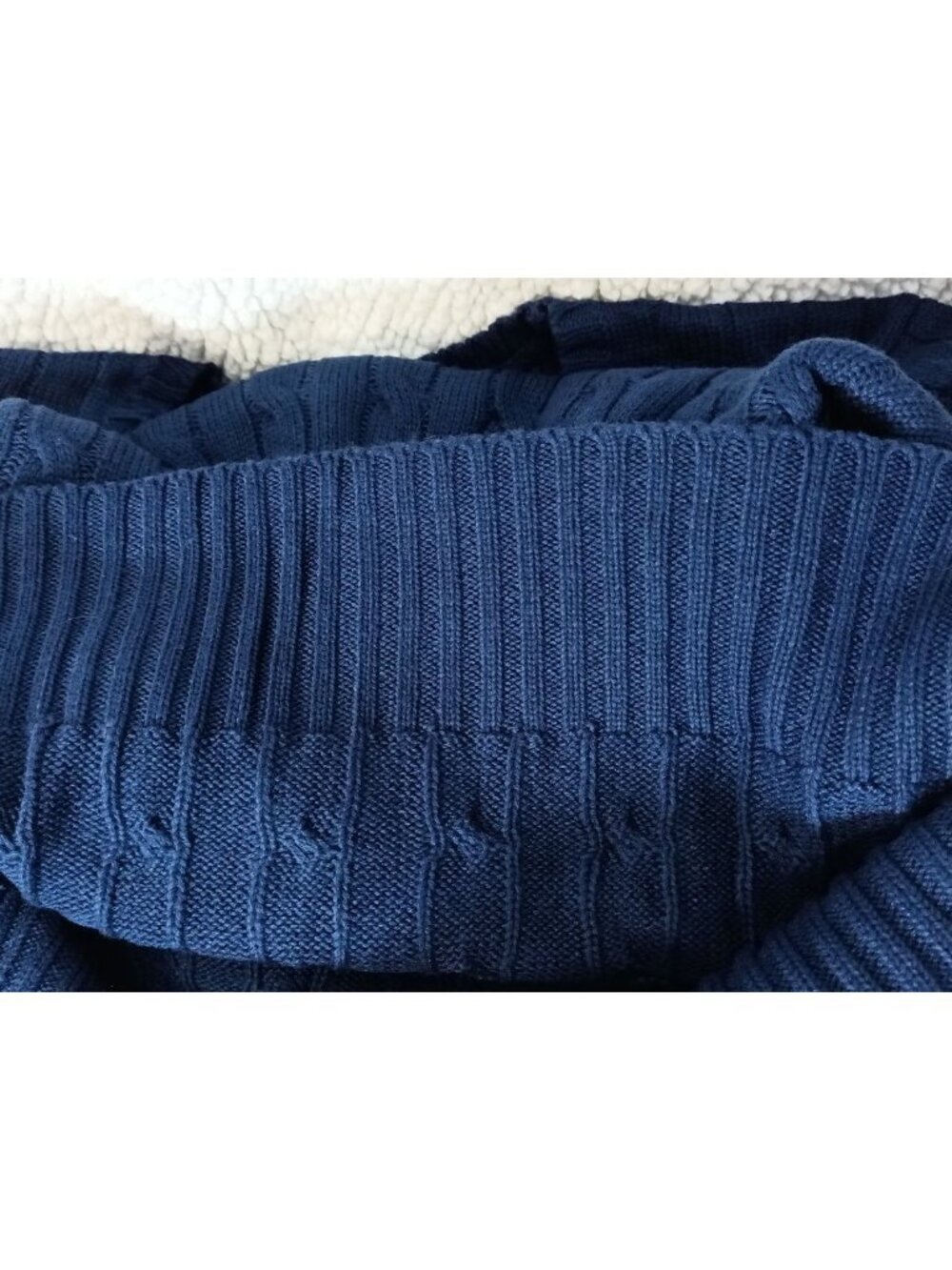 Women's Long Sleeve Cable Knit Sweater Size M Royal Blue Crewneck Ribbed Hem.... - Picture 12 of 12